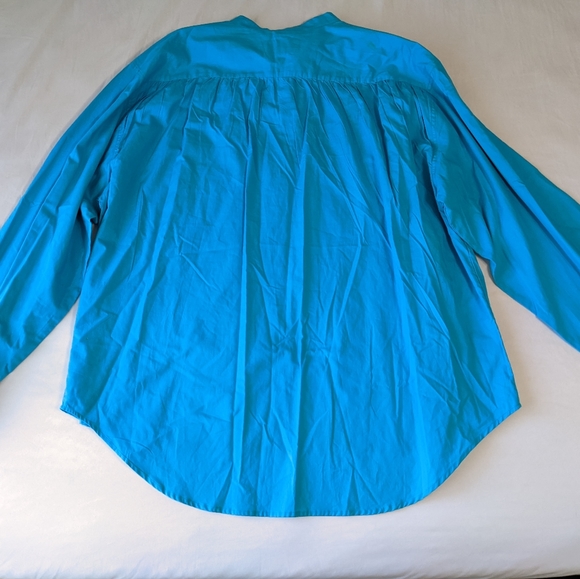 Scully Long Sleeve Button Down Shirt Blue XXL ruched shoulders - Picture 6 of 10
